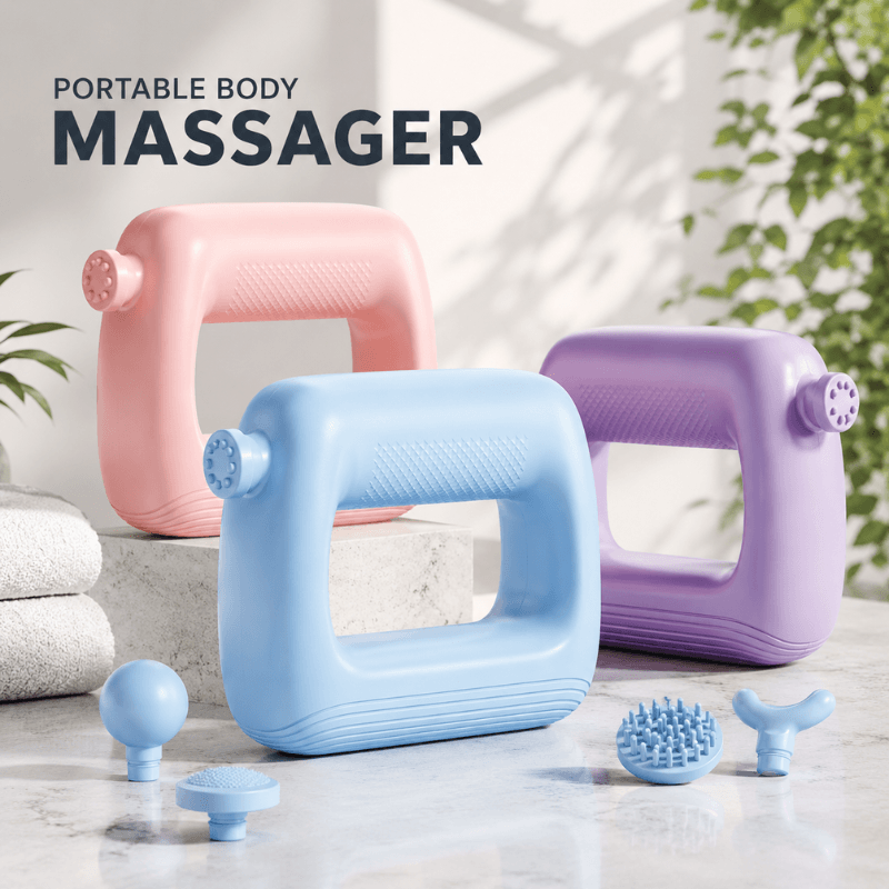TensionFix™ Portable Body Massager –  Deep Tissue Relaxation with 8 Massage Heads.