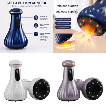 TensionFix™ Electric Cupping & Gua Sha Massager – 9-Level Suction, Heat Therapy & Red Light Recovery