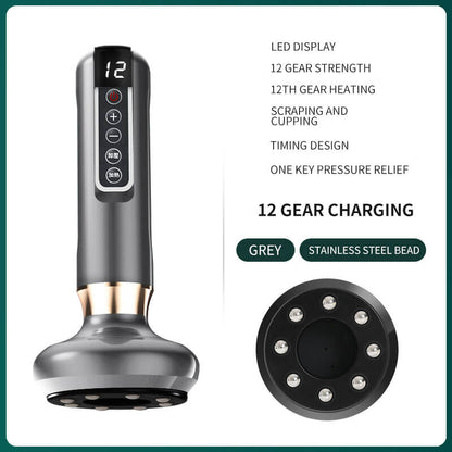 TensionFix™ 12-Level Electric Cupping Massager – Heated Vacuum Gua Sha Therapy for Cellulite & Muscle Relief